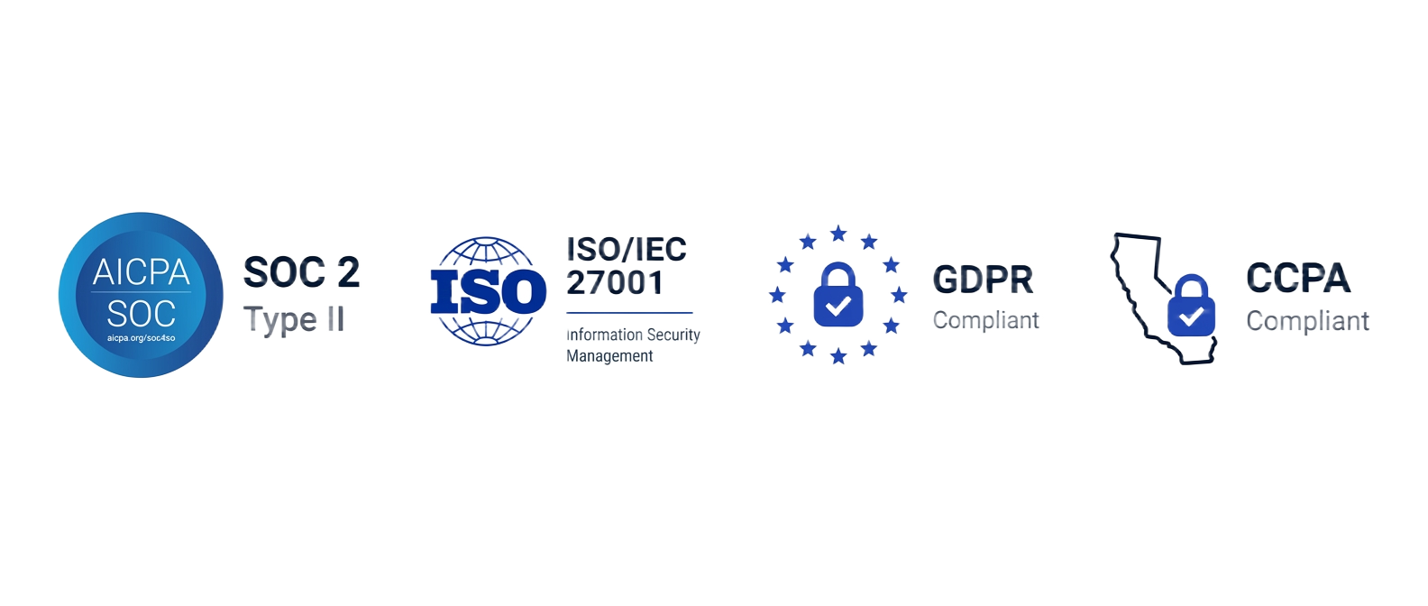 SOC 2 Type II, ISO/IEC 27001, GDPR, and CCPA compliant